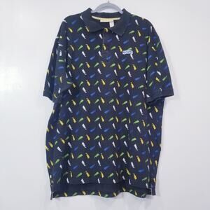 Rocawear Monogram Multicolor Pattern Polo Shirt Y2K
